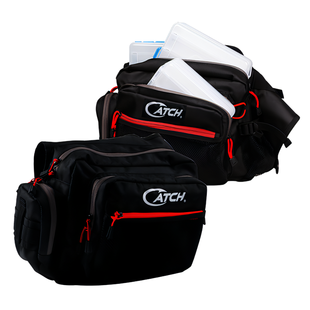 CATCH FISHING 3 COMPARTMENT TACKLE SHOULDER BAG + FREE $50 VALUE PACK!